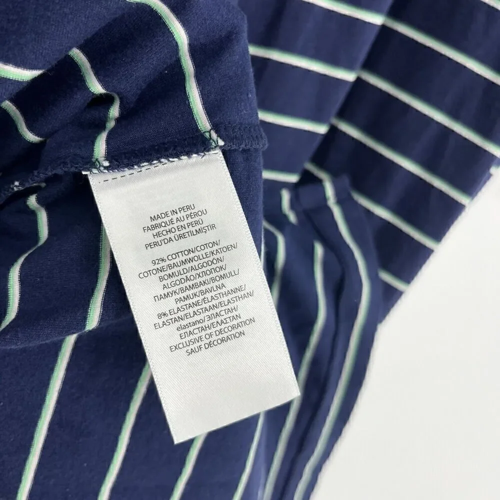 Polo Golf Ralph Lauren Shirt Size Large Mens Navy Stripe Lisle Plaid Trim Wick